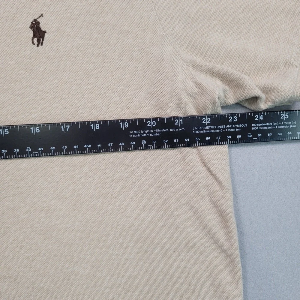 Polo Ralph Lauren Mens XL Custom Fit Tan Short Sleeve Pique Polo Shirt Khaki